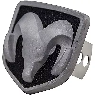 Dodge RAM Head Badge Shield  Gray 3D Design 2  & 1.25  Hitch Plug Receiver Plug • $29.90