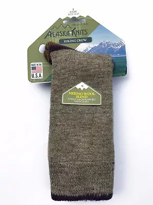 Alaska Knits™ Merino Wool Ladies' Hiking Crew Socks Khkai 9-11 Made In Usa • $8.99