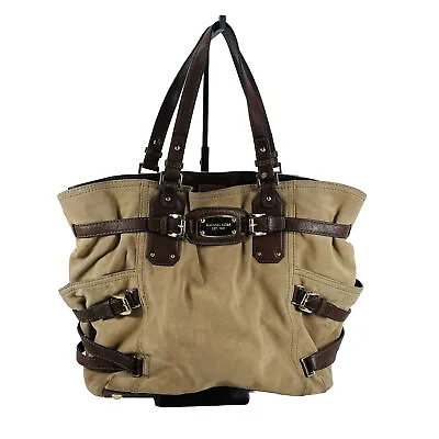 Michael Kors Gansevoort Tan Suede With Brown Leather Shoulder Bag Purse • $67.99
