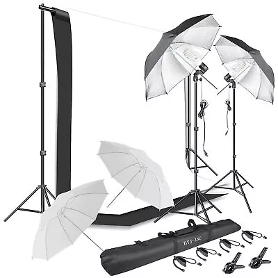 Photography Umbrella Continuous Lighting KitMuslin Backdrop Kit(White Black)... • $157.91