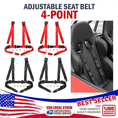 Universal Racing Harness Red Black 4 Point Seat Belt 3  Snap On Quick Release • $49.99