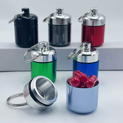 6pcs Mini Portable Aluminum Pill Case Carry Bottle Earplugs Box Keychain Contain • $9.32