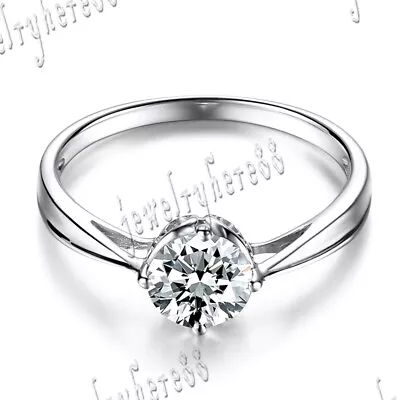 Prong Solitare Wedding Solid 10K White Gold Cubic Zirconia Classic Ring  • $159