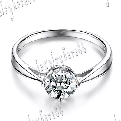 Prong Solitare Wedding Solid 14K White Gold Classic Ring Cubic Zirconia  • $479