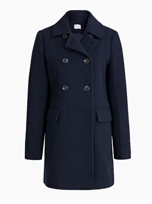 J CREW NWT Wool Blend NAVY Top Coat Casual Pocket Winter Pea Coat Size 12 • $167.89