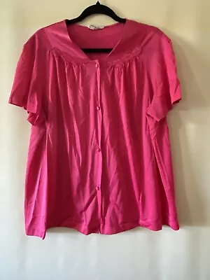 Vtg Vanity Fair Pajama Top Bed Jacket Size XL Lounge Wear Fuchsia Granny Core • $24