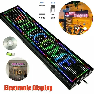 Outdoor LED Sign Programmable Scrolling Message Display Board 40  X 8  7 Color • $72.20