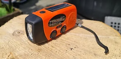£15.26 • Buy Hand Crank Dynamo Wind Up Solar Portable AM FM Radio Orange Power Bank 2000mah