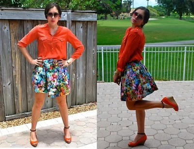 $30.51 • Buy Zara Floral Printed High Waisted Tulip Mini Skirt Flower S Small 8 4 36