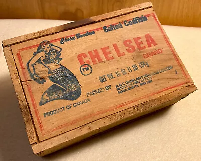 Vintage 1950s Chelsea Brand Salted Codfish Mermaid Wooden Box • $17.75