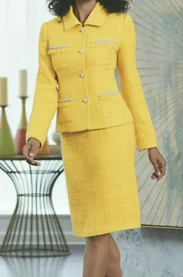 Size 12 Midnight Velvet Yellow Saint Germain Formal Dress Skirt Suit • $39.99