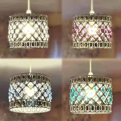 Moda Gem Ceiling Light Shade Sparkle Effect Pendant Crystal Beads Universal Fit • £16.89