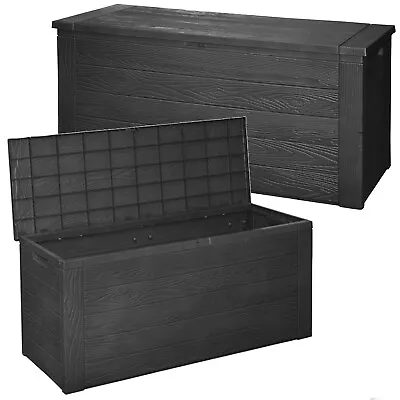 Outdoor Black 300L Garden Patio Cushion Furniture Toy Storage Holder Box Chest • £51.99