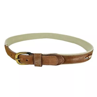 Guy Harvey Embroidered Fish Belt 32 Khaki Leather Fabric Adjustable Boat Outdoor • $19.83