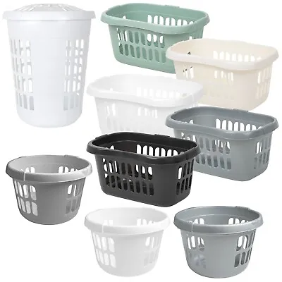 High Grade Plastic Laundry Baskets Washing Clothes Linen Storage Bin Tidy Home • £16.19