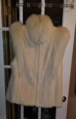 White Mink Jacket With Fox Trim And No Sleeves • $999.99