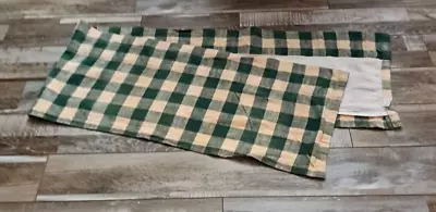 Curtain Valance Green Ivory Plaid Checked Lodge Cabin Country Farmhouse 65x14 • $22.99