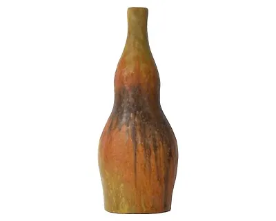 Marcello Fantoni Raymor Italian Orange And Brown Ceramic Vase • $1050
