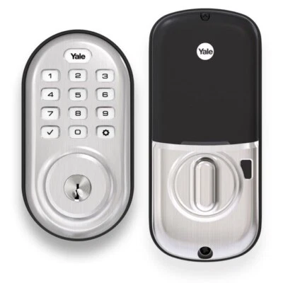 $85 • Buy Yale Z-Wave Plus Push Button Deadbolt, Gen5, Satin Nickel: YRD216-ZW2-619