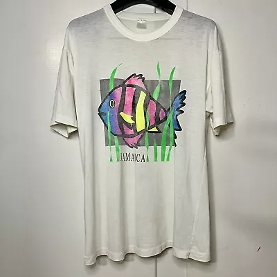 Vintage Single Stitch Thin Jamaica Neon Fish T Shirt  • $18