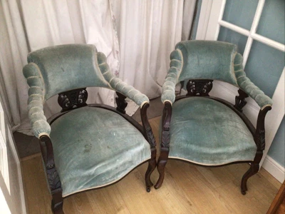 £150 • Buy Antique Victorian Pair Two Open Carved Armchairs