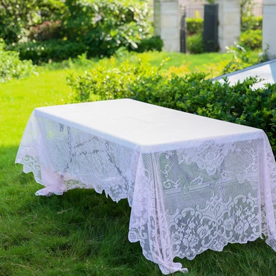 $15.76 • Buy BLUSH 60x126 RECTANGLE Floral LACE TABLECLOTH Wedding Party Catering Kitchen