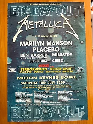 Metallica BIG DAY OUT 1999 Poster | England BDO '99 | Marilyn Manson Poster HUGE • $137