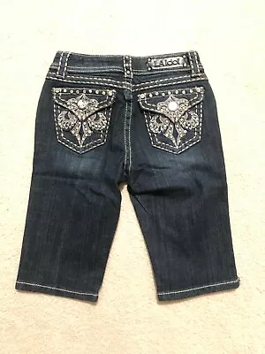 L.A. IDOL Kids Girls Denim Rhinestone Pockets Bermuda Shorts Size 12 • $39.99