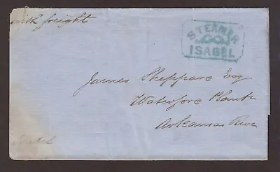 Steamer Isabella 1850s Stampless Cover XF Blue Boxed Strike • $400