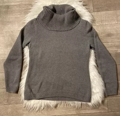 PRIA Gray COWL NECK Sweater 100% COTTON Knit Womens Size Large L Long Sleeve • $18.99
