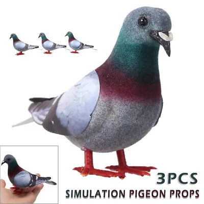 £6.61 • Buy 3pcs Pigeon Artificial Doves Simulation Ornament Garden Decor Feathered Birds U