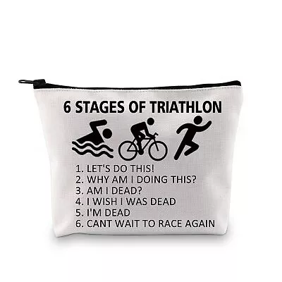 Triathlon Gifts Six Stages Of Triathlon Tri Harder Triathlete Cosmetic Bag Sw... • $10.81