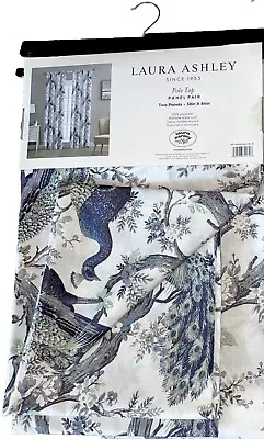 2 LAURA ASHLEY BELVEDERE PEACOCK Green Blue Window Curtains Panels Drapes 38x84 • $48.95