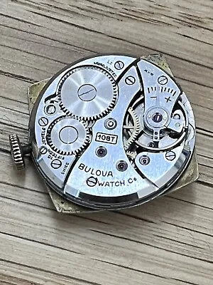  Bulova 10BT 15j 1952 Wristwatch Movement Balance Good Mainspring Good Runs • $19.99