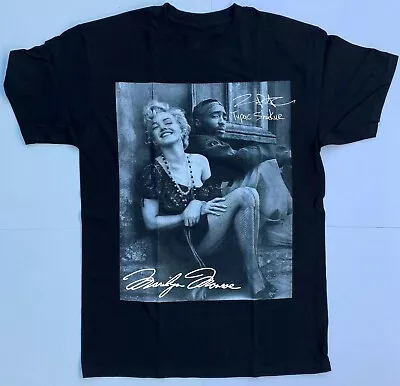 Marilyn Monroe And Tupac Heavy Cotton Black All Size Unisex Shirt • $18.99