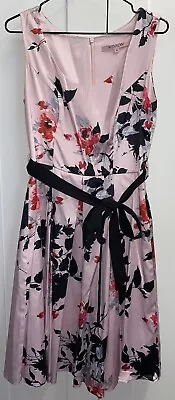 REVIEW Pink Floral Bradshaw Fit & Flare Style Dress & Waist Tie Size 10 • $30