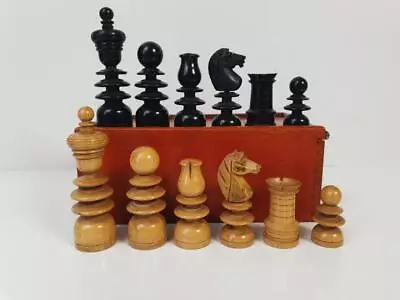 £124.99 • Buy Antique Or Vintage Jaques Chess Set St George  Pattern  K  4   And  Box
