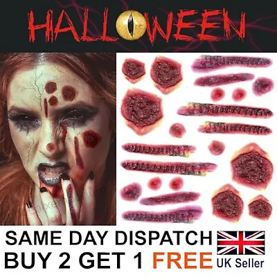 Halloween Zombie Scars Tattoos Fake Burns Blisters Boils Wound FX Face Make Up • £2.69