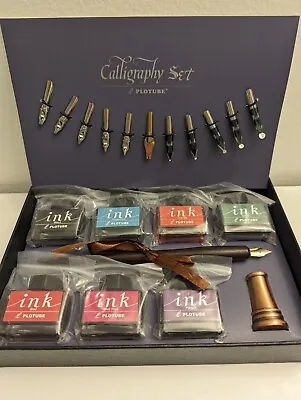 Calligraphy Pen Set – 11 Nibs 7 Colors Dip Pen And Brass Holder • $22.99