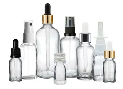 £3.25 • Buy Clear Glass Cosmetic & Dropper Bottles 5ml - 100ml  Pipettes Spray Pump & More