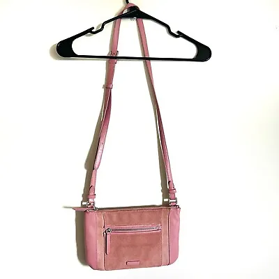 Vera Bradley Pink Leather Suede Crossbody Bag 3 Compartment Adjustable  • $34.95