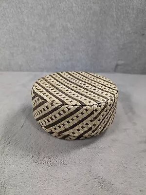 Vintage Small Woven Oval Basket With Lid Southwest Native Brown Checker Pattern • $19.98