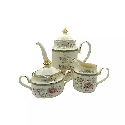 Royal Doulton Minton Jasmine Coffee / Tea Set Made In England Pot Creamer Sugar • $399.99