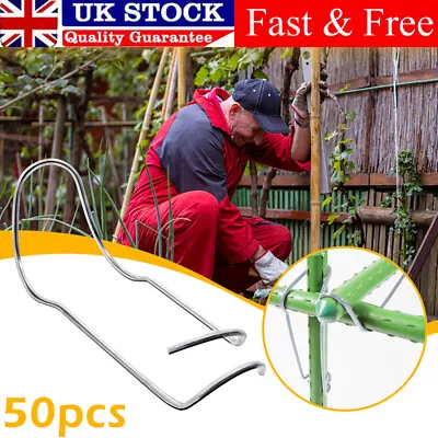 50Pcs Vegetable Trellis Wire Clip Plant Cages Connector Buckles Different Sizes • £17.97