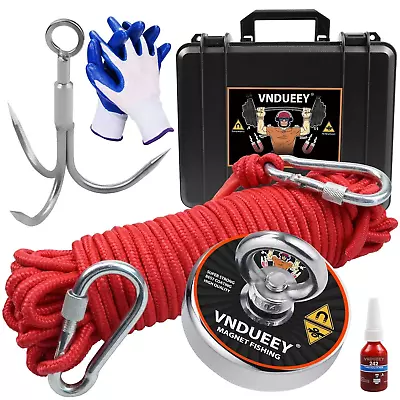 Fishing Magnet Kit With Rope Fishing Magnets 700 LBS Pulling Heavy Duty 65FT R • $29.76