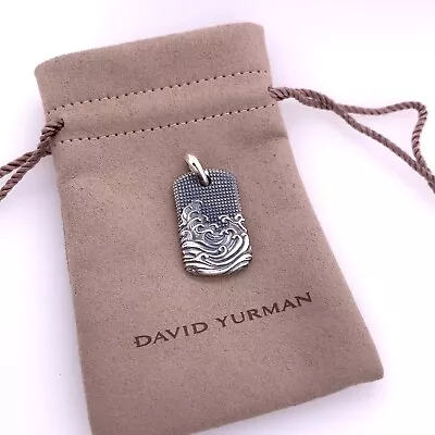 David Yurman Sterling Silver Waves Dog Tag Charm Pendant For Men • $260