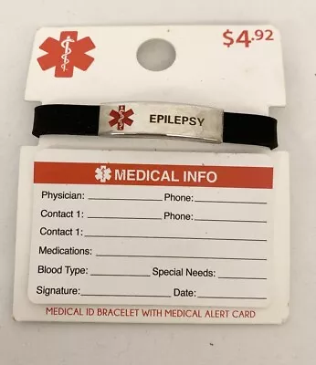 NEW EPILEPSY Medical ID Bracelet W/ Medical Alert Card Info Awareness COD02 • $9.99