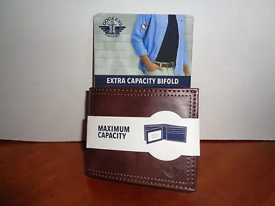 Dockers Mens Leather Coated Bifold Wallet Extra Capacity ID & 9 Card Slots Brown • $29.95