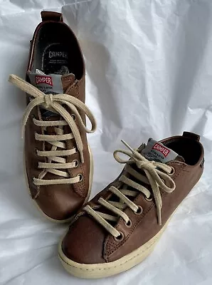 Camper Imar Leather Lace Up Sneakers Brown Size Eu 39/ Uk 6.5 6 • £26