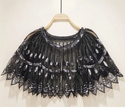 £14.11 • Buy 1920s Sequin Beaded Flapper Dress Vintage Great Gatsby Cape Shawl XMAS Party Top